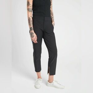 Athleta Stellar Crop Trouser Black Split Hem High Rise Size 10 Tall